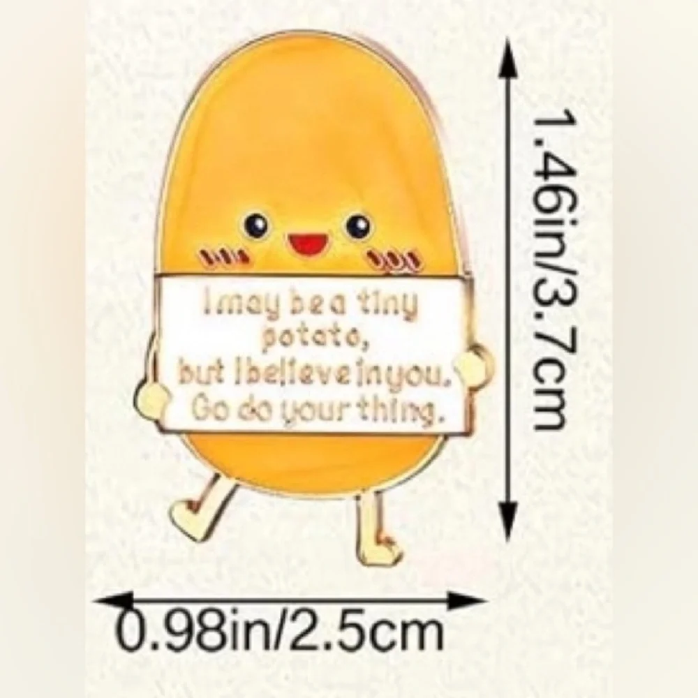 POSITIVE POTATO Brooch Pin + Affirmation Card Set, Yellow, Gold